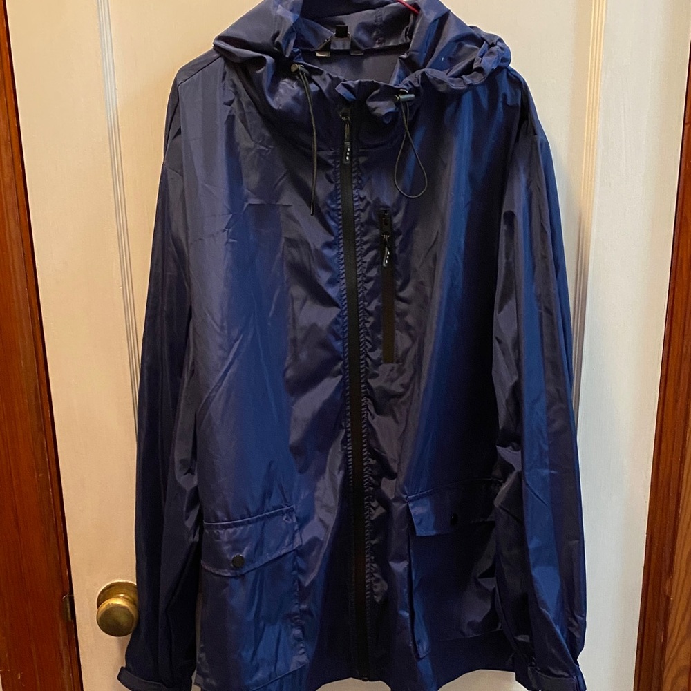 Navy Raincoat with Hood